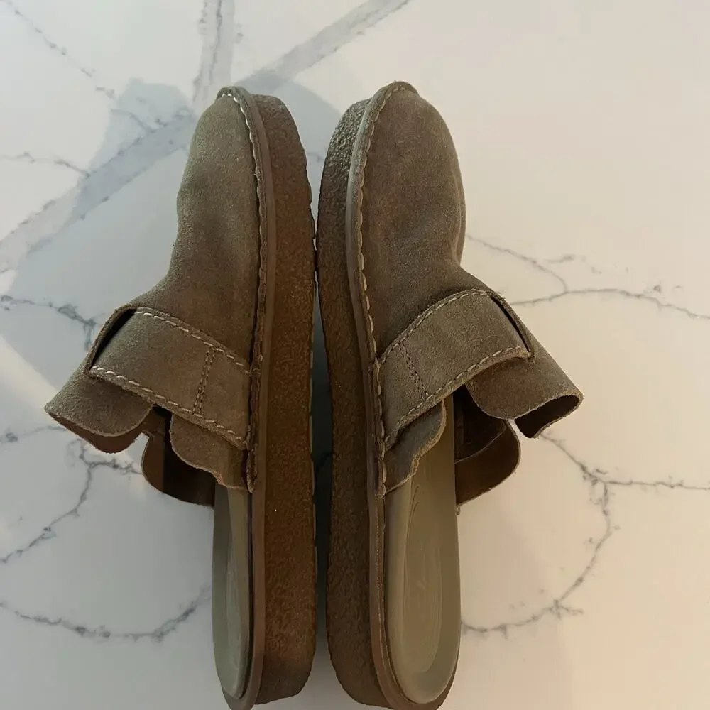 Clarks Originals Mens Mule Beige Tan Suede Casual Shoes Size 10 Comfort